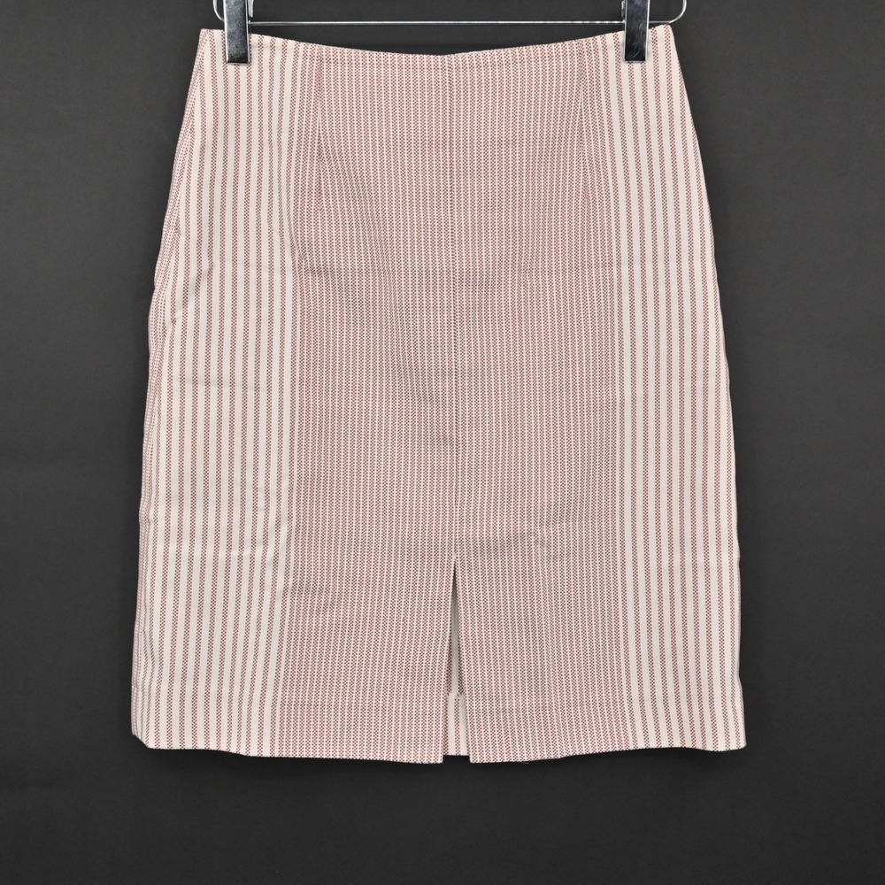STELLA MCCARTNEY Cotton Pencil Skirt Size 38 Pink Stripe Micro Dot Corpcore